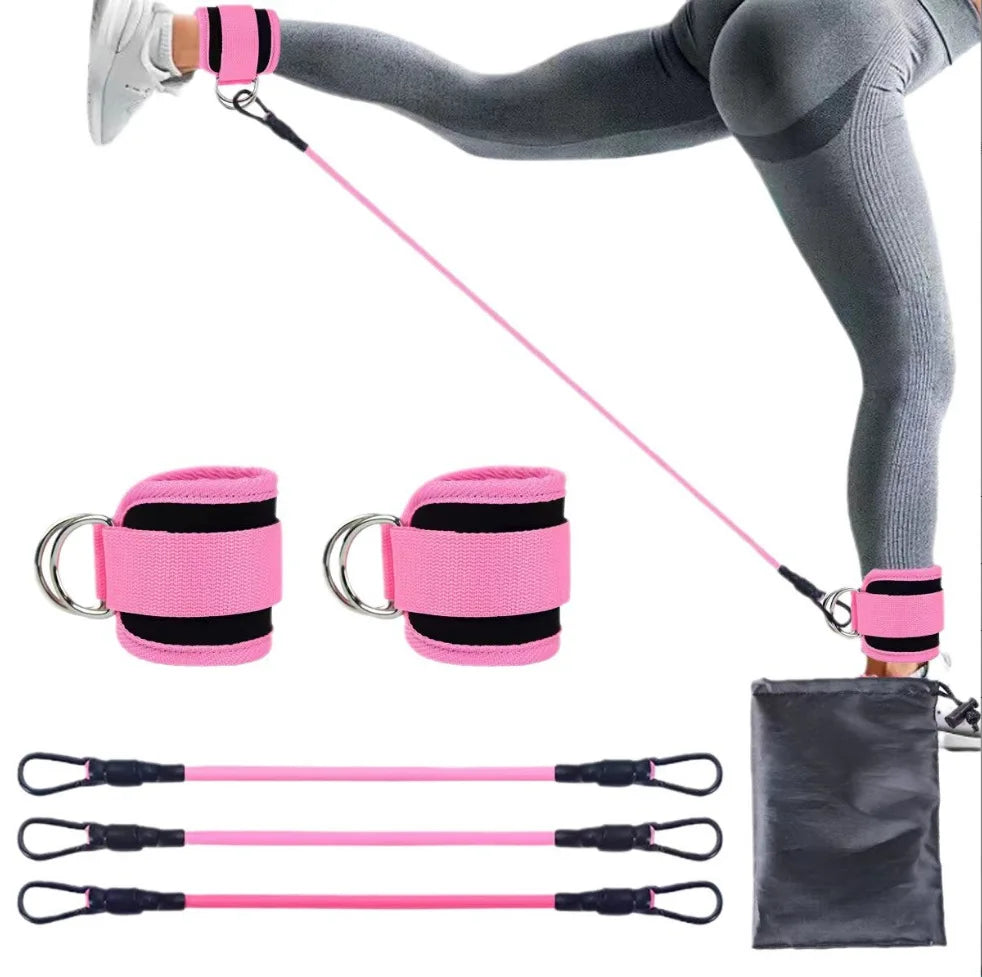Professional Booty Leg Resistance Bands with Ankle Strap for Hip Fitness Training and Glute Workout for Women