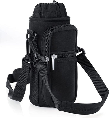 Magnetic Water Bottle Holder Gym Water Bottle Carrier Bag W/ Phone Pocket Handle Shoulder Strap 6 Built-In Magnets Water Bottle
