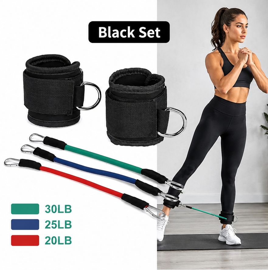 Professional Booty Leg Resistance Bands with Ankle Strap for Hip Fitness Training and Glute Workout for Women
