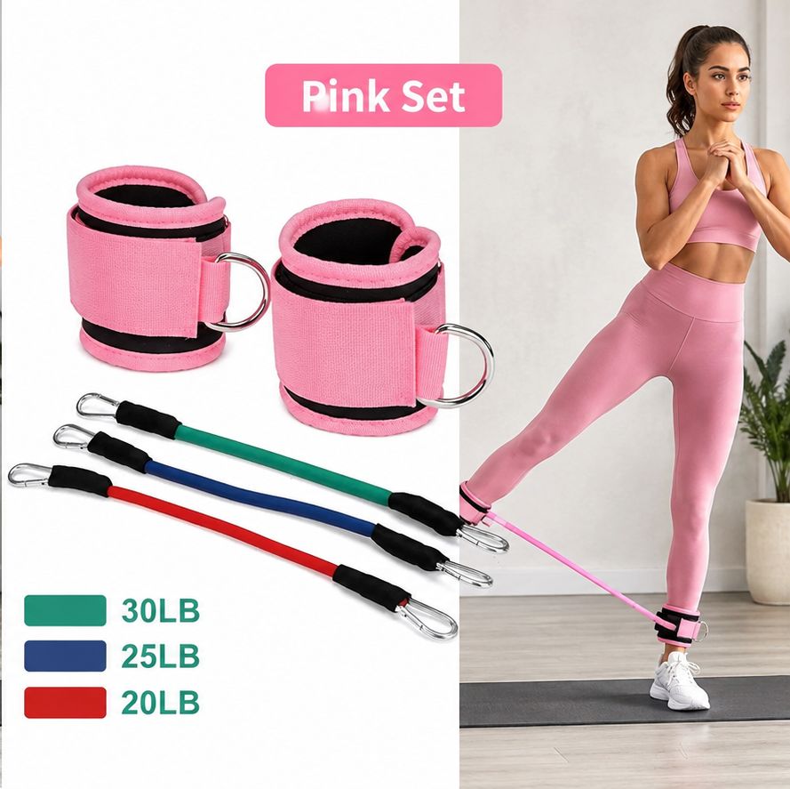 Professional Booty Leg Resistance Bands with Ankle Strap for Hip Fitness Training and Glute Workout for Women